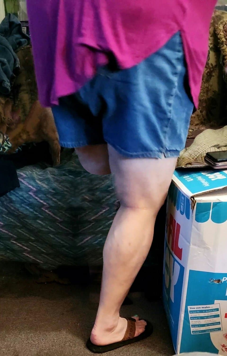 Big tit amputee webslut getting dressed