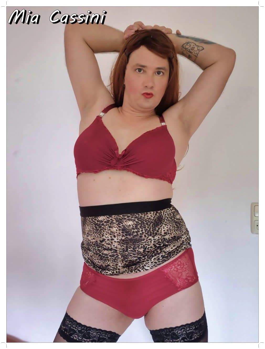 Red Lingerie and Miniskirt