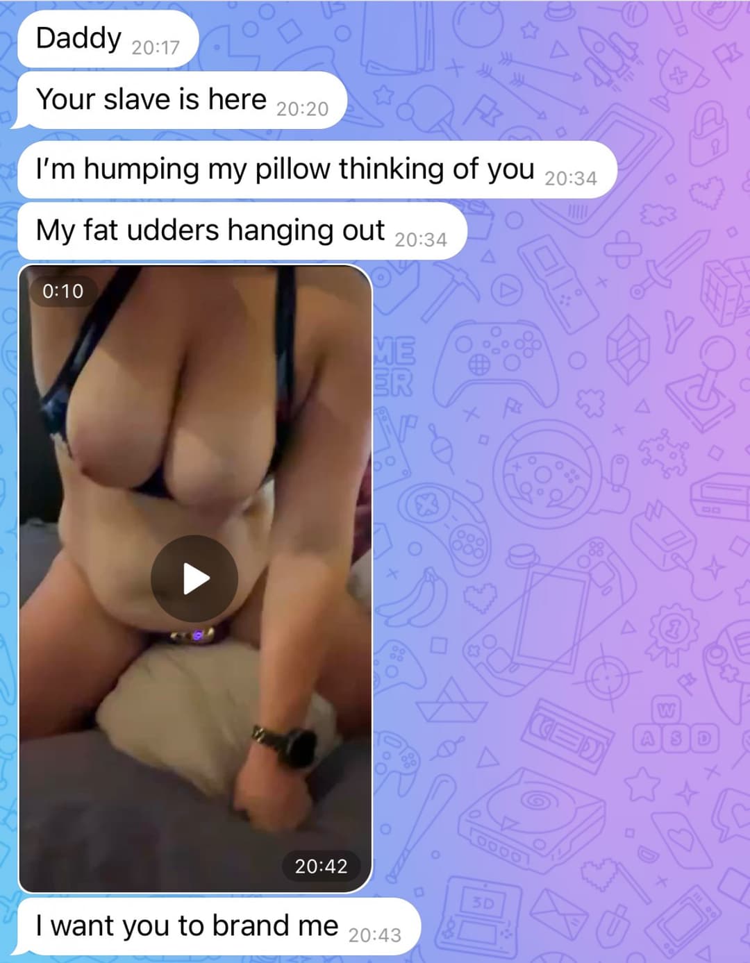 Made my fat obedient PIG perform in my Telegram group as a free use webwhore ??❌?‍???