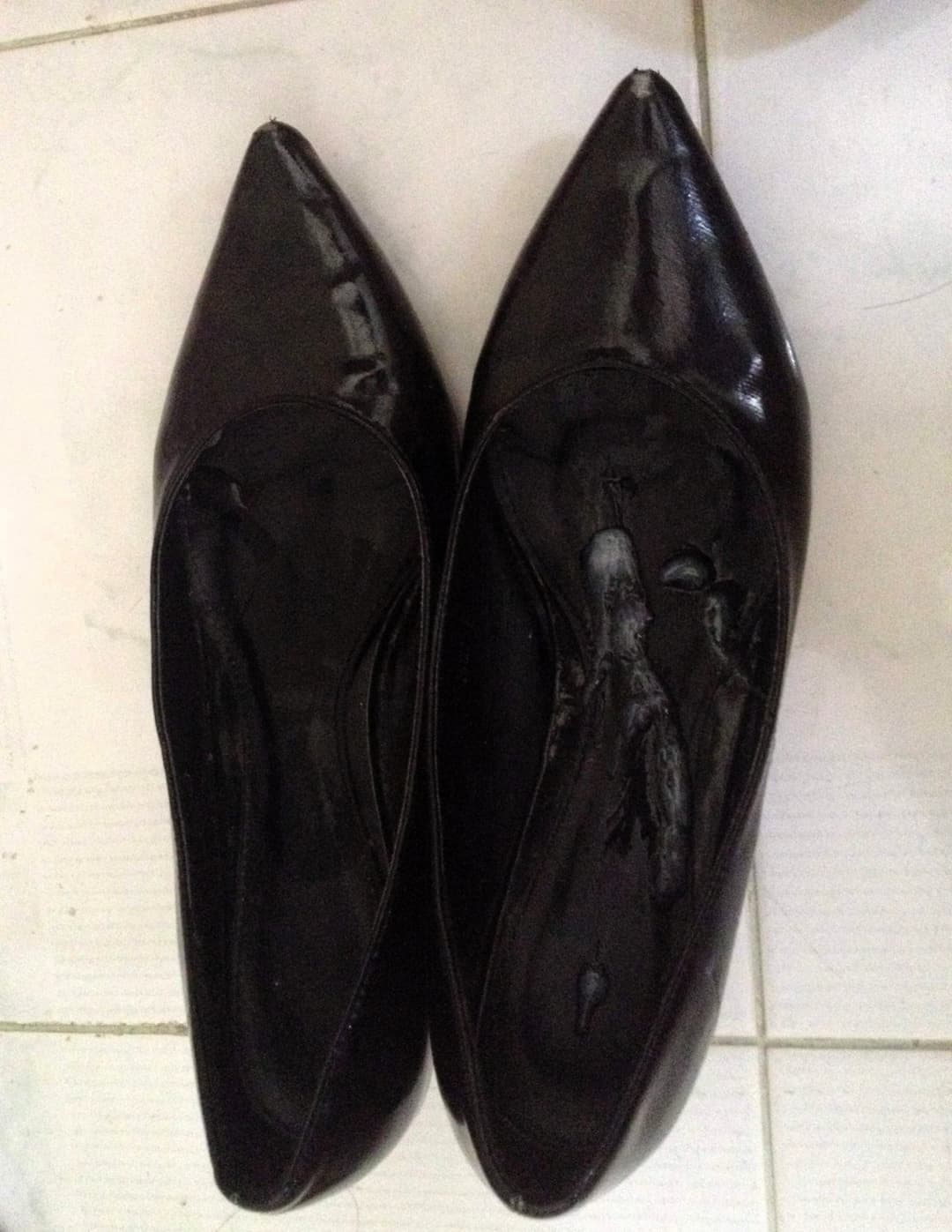 Emptying cum into shoes