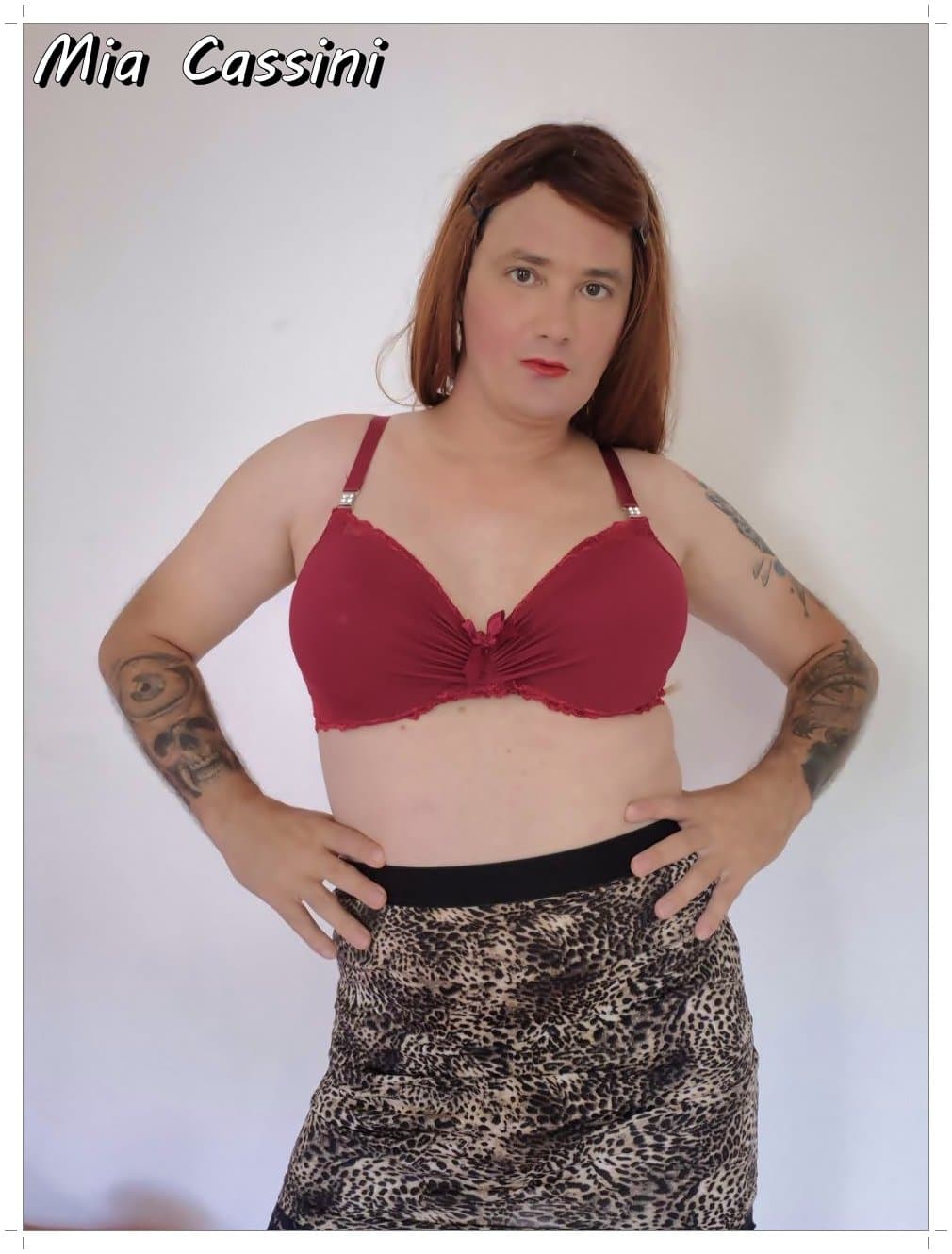 Red Lingerie and Miniskirt