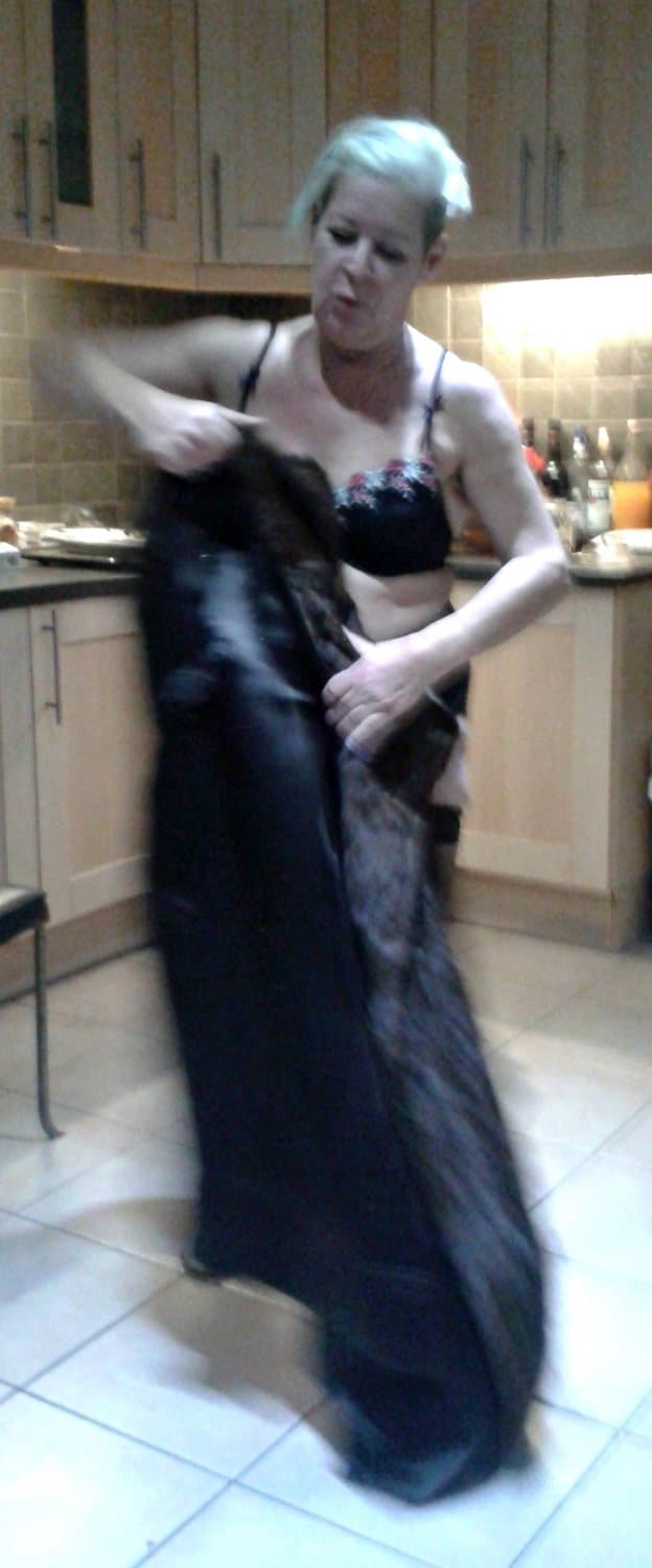 Fur coat and big pants