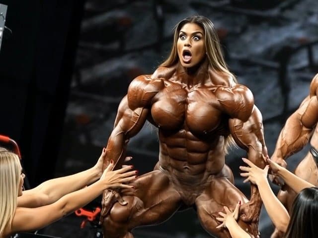 Click to view full size The naked bodybuilding show now is turning to a wild lesbian muscle orgy