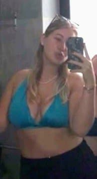 Blonde hair blue eyed curvy IRL Csenge likes to pose and show off her slutty full figured body