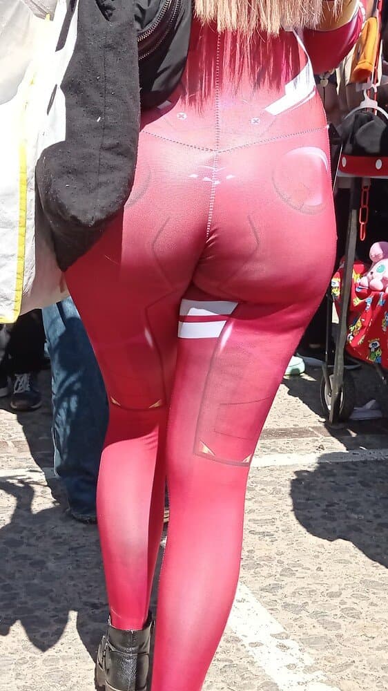 Cosplay whore in bodysuit +almost caught) (almost kicked out)