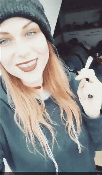 smoking hot emo hipster goth girl fucks the guys in the band. I love when women smile and smoke.