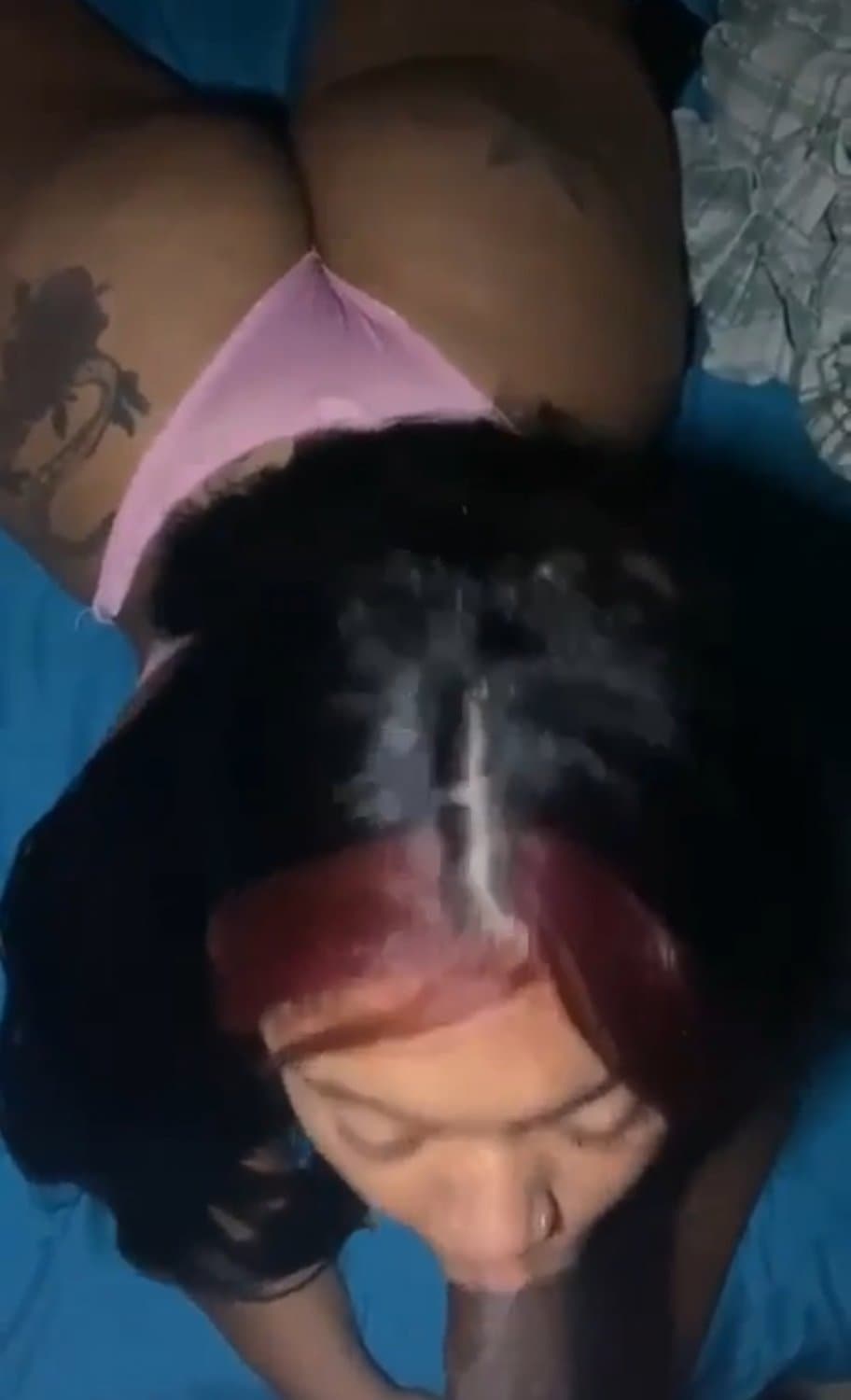 Ebony tattoo thick whore sucks dick