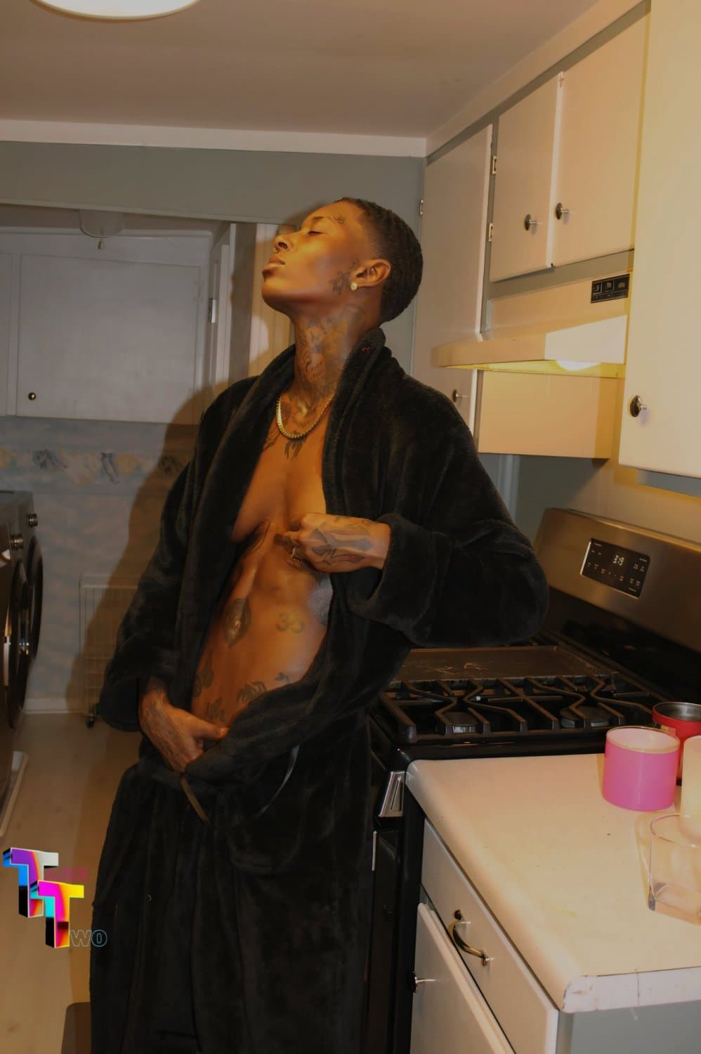 Short hair Black dyke stud ebony tomboy Taj P5