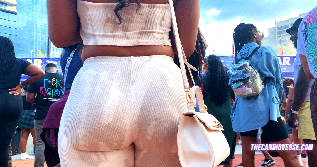 Full White Milky Leggings & Hot Tight Blue Leggings on Blonde Latina