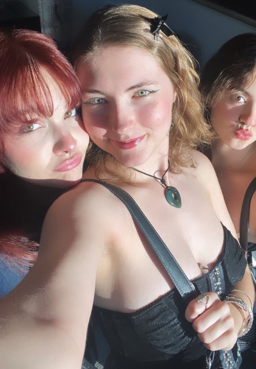 My sister’s got pretty green eyes and big fat tits