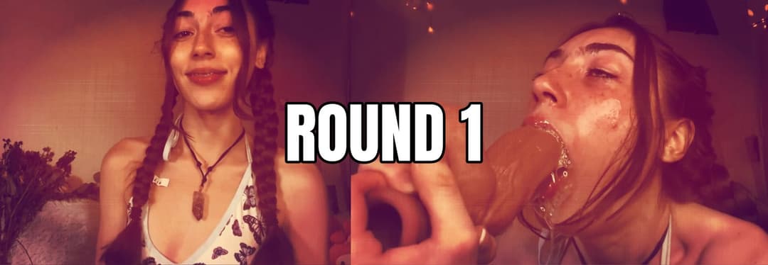 Whores competing in deepthroat with dildos and ahegao faces, only one can remain! - 9 ROUNDS!!