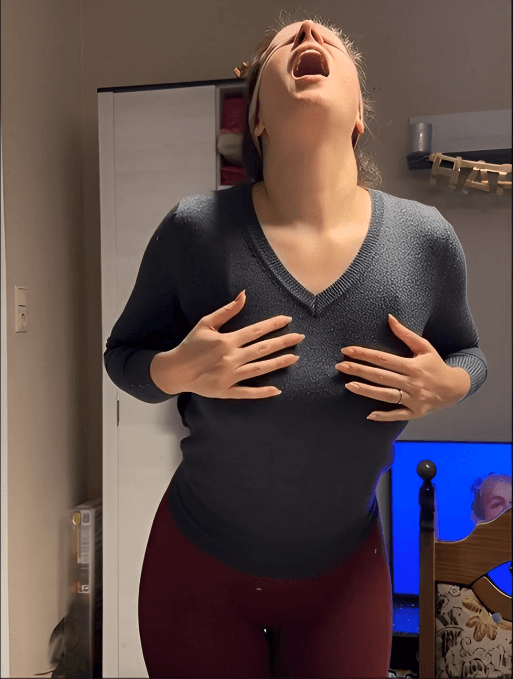 Wife teasing with Blindfold and Tongue