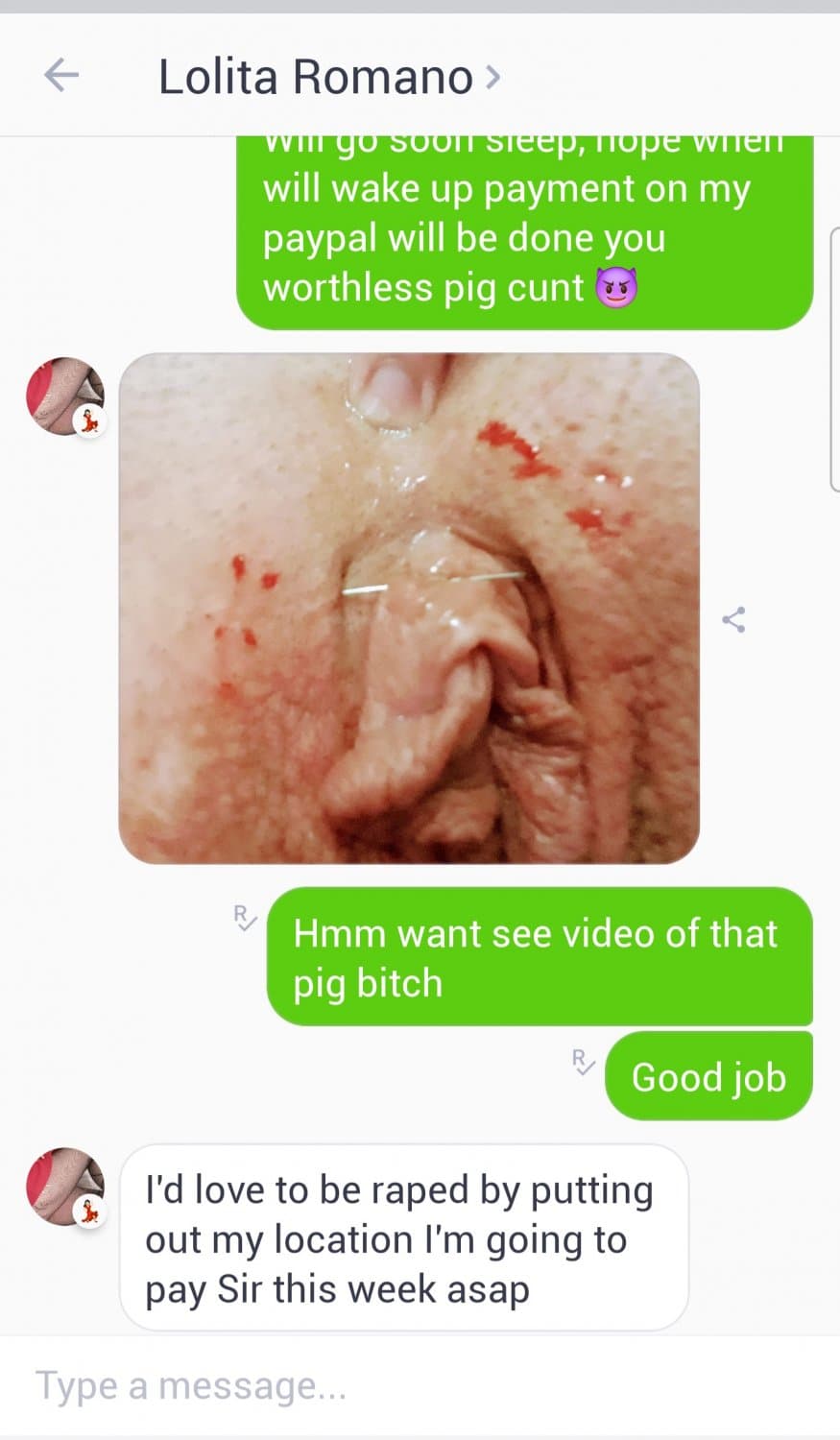 Worthless pig bitch drink piss and suffer for me ?