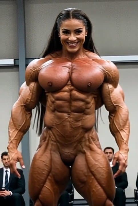 Nude Ms Olympia, seducing the judges with the strong scent of their meaty roided muscles