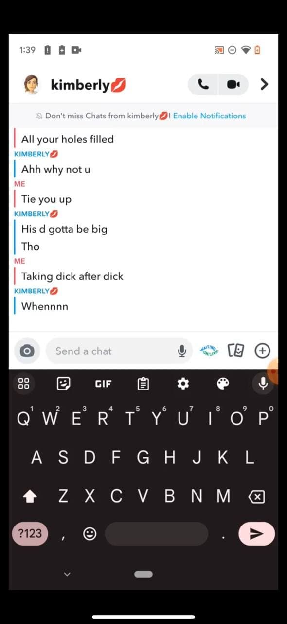 Snap slut Kimberly sends anyone nudes