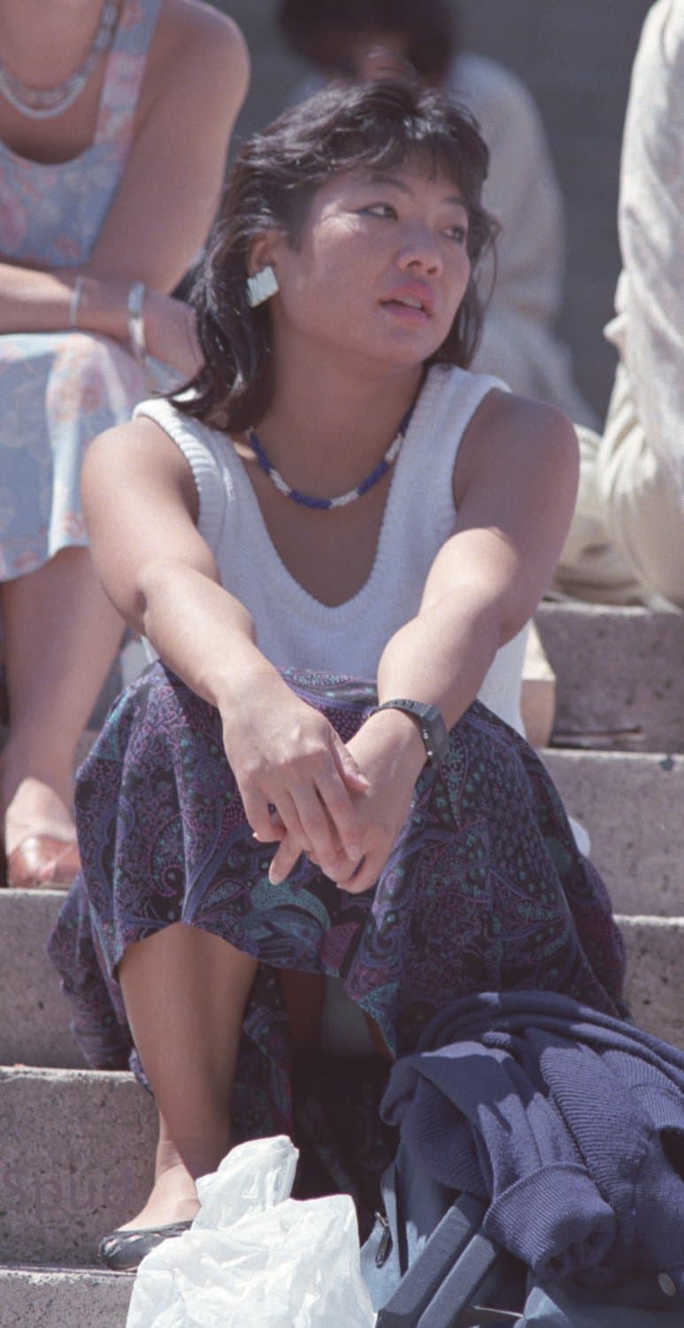 Cute asian milf upskirt showing her white panties