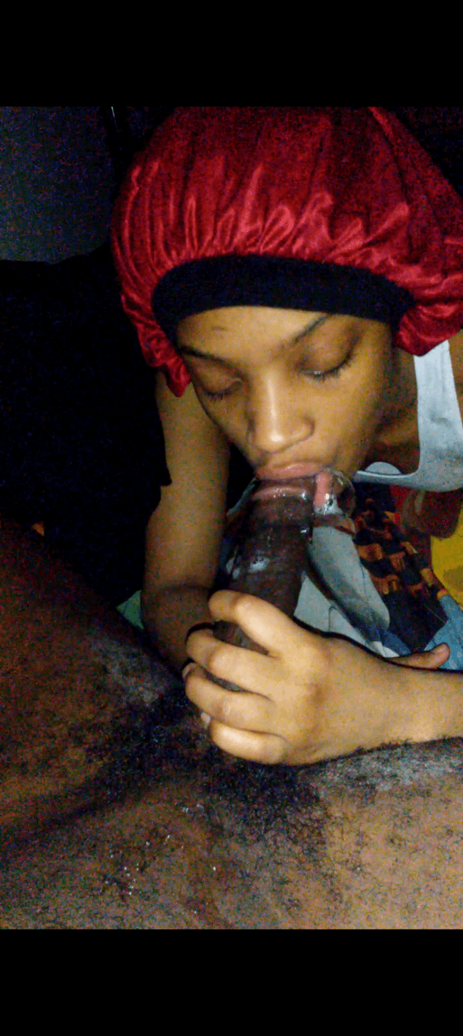 Stupid bop blowing bubbles on a dick