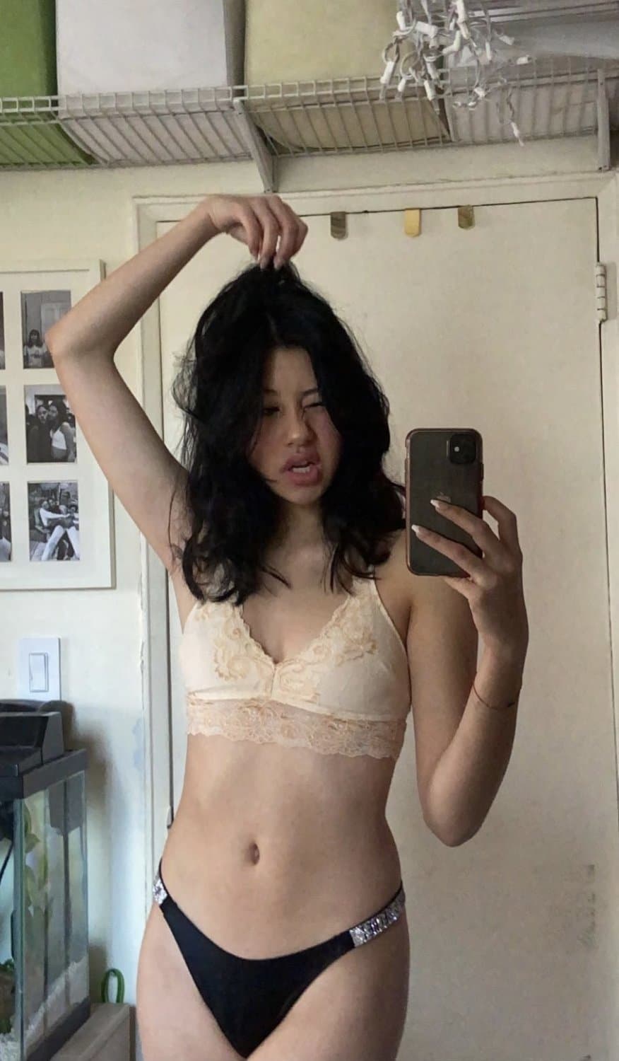 ASIAN Goth Girl in Calvin Klein Panties LEAKED! Nudes included! Fap to her submissive body!