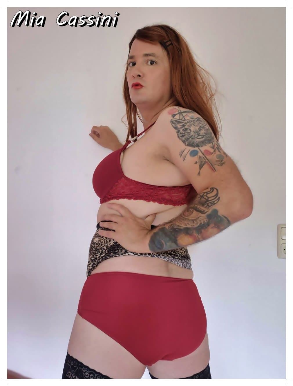 Red Lingerie and Miniskirt