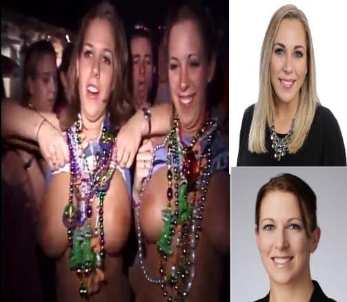 Katie  and Sandra travel all the way from the pacific northwest to show their tits off at mardi gras