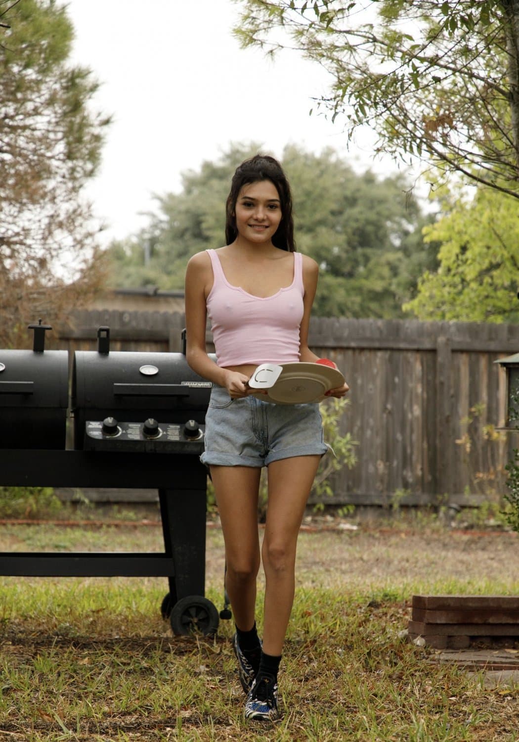 Click to view full size Sexy teen with no bra has super hard nipples