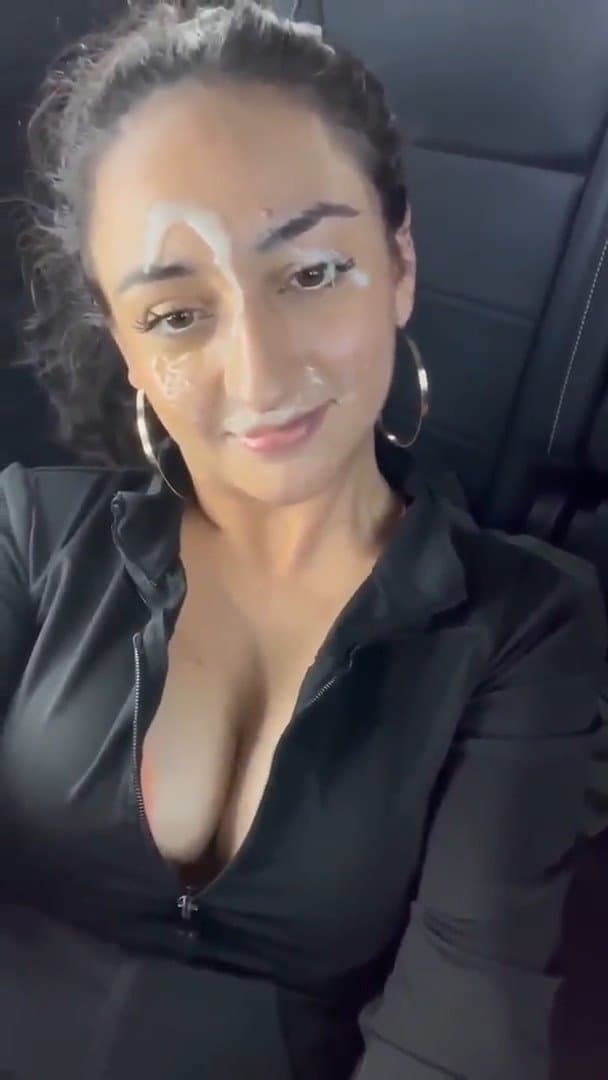 Sucking Dick In The Car And Cum Walk | blowjob public outdoor risky cumwalk cumshot facial titfuck