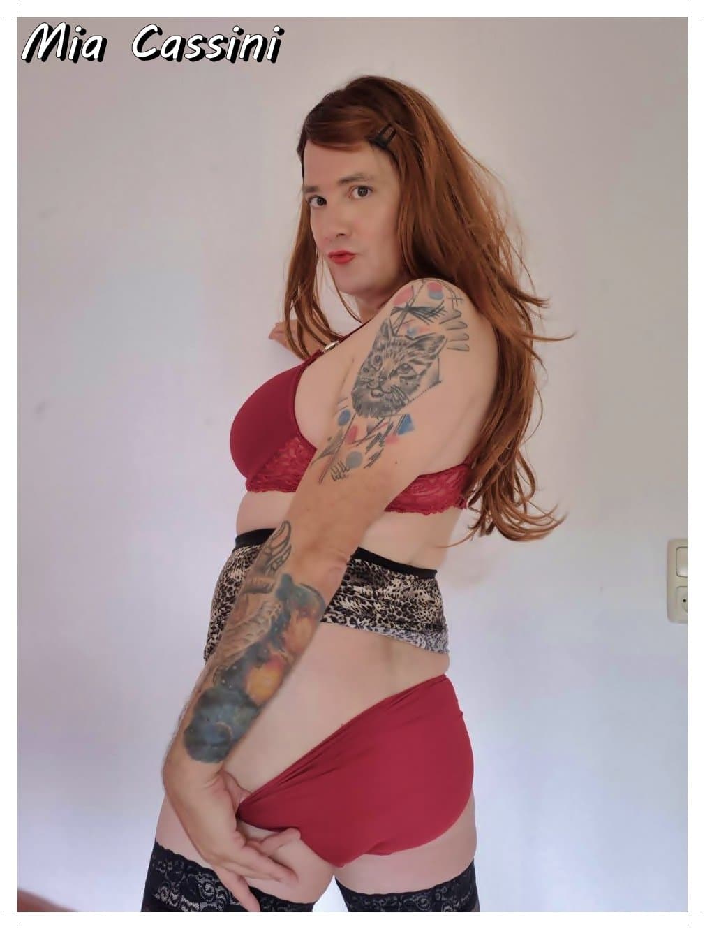 Red Lingerie and Miniskirt