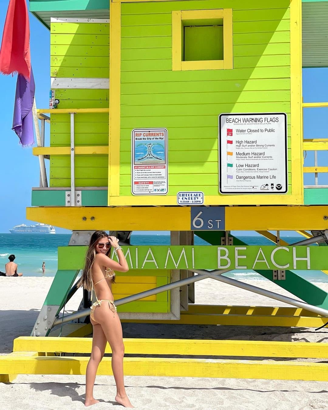 Sexy blonde babe in the beach