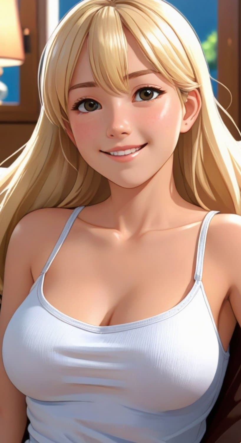 AI generated cute blonde Anime Girl nude