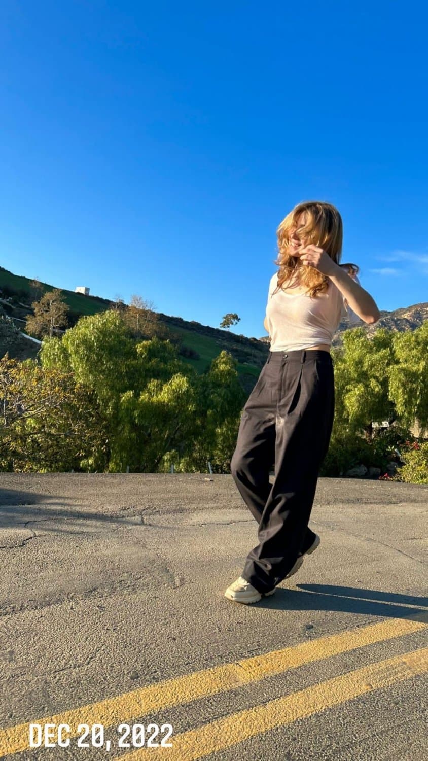 Blonde German slut with black pubes