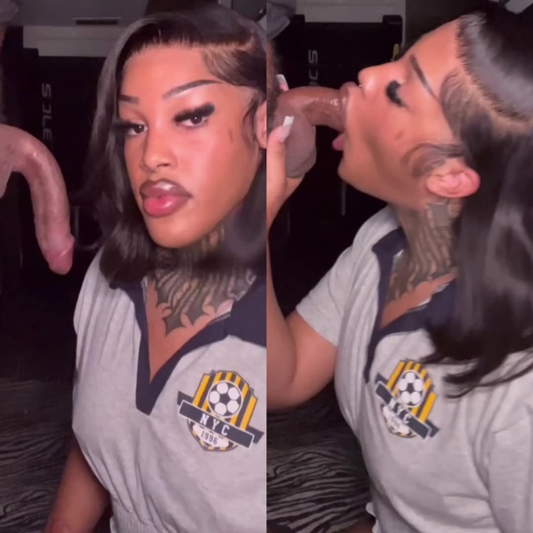 Thick Ebony Trans Deepthroat Black Dick - Shemale, Tranny, Trap, Tgirl, Ts, Blowjob