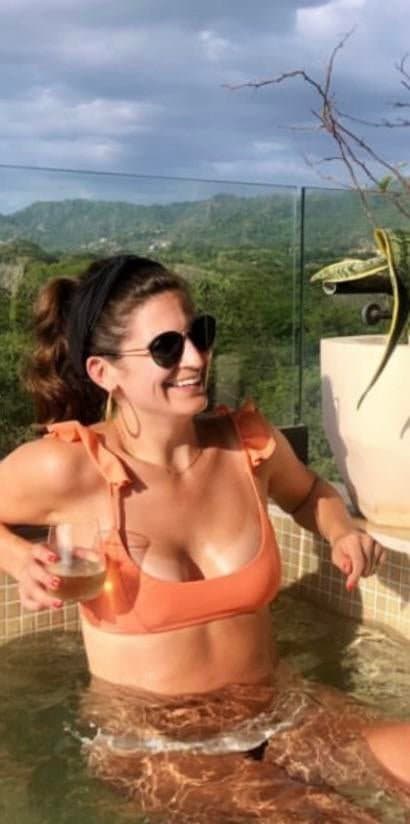 News reporter Kaitlan Collins shows off her slutty bikini beach body and a whore fuck me mouth