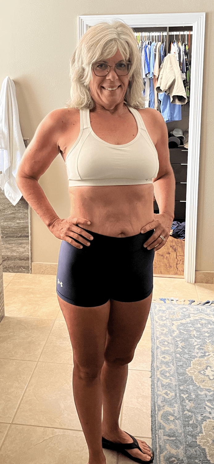 Mature fit wife in her booty shorts