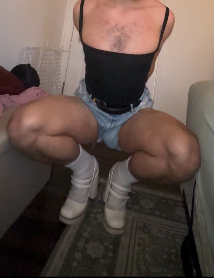 skinny fag-husband wearing wifes lingerie and gets horny from posing! CBT! kik: dammyxo