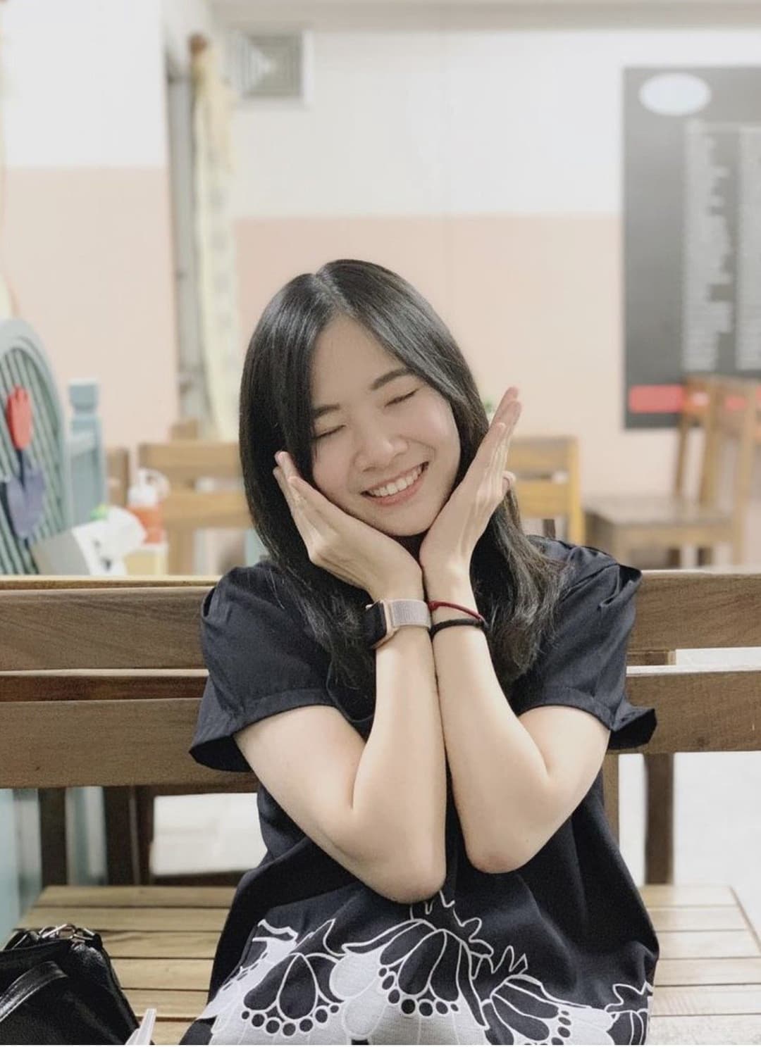 Click to view full size Cheerful Chinese cutie dry cleaning on cam