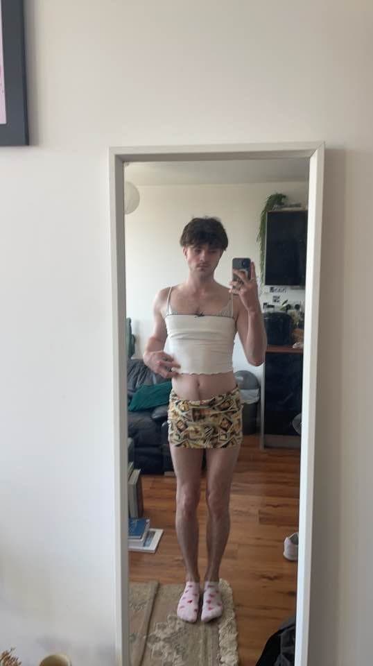 Sissy is addicted to dressing up in girlfriends lingerie and being a filthy slut