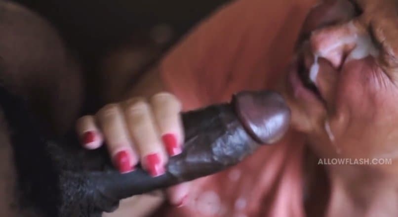 Old white bitch unclogs thick BBC cum clog with huge cumshot after amazing cock suck