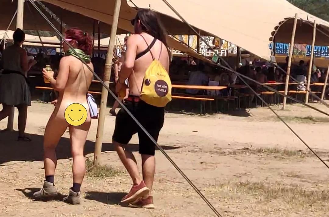 Redhead staying nude in public all day