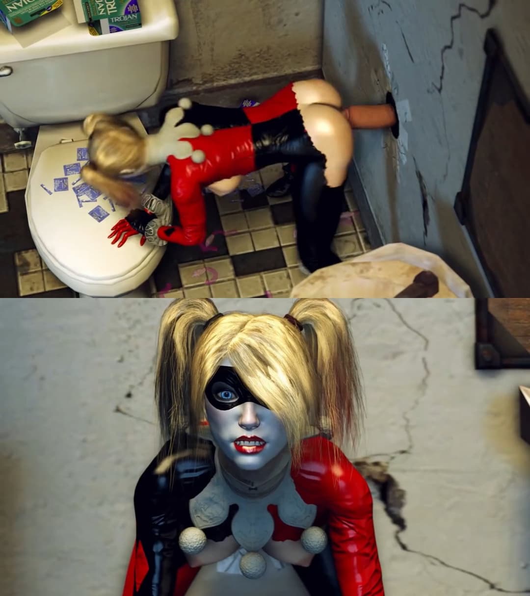 Harley Discovers The Gloryhole | cartoon 3d harley quinn rule34 gloryhole dirty talking creampie