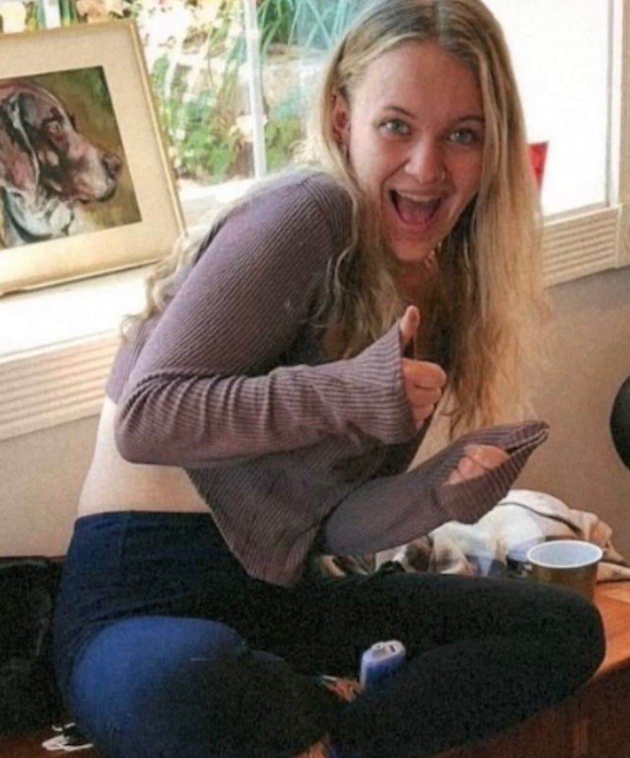 blonde irl wearing pink panties under her shorts