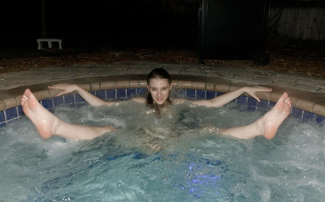 Skinny dipping at AirBnb pool