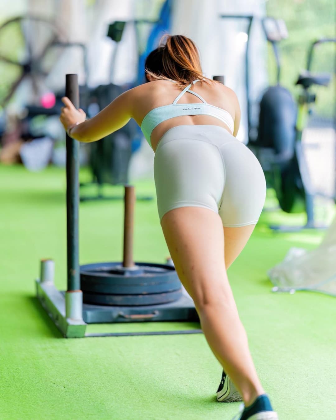 Hot asian with huge tits showering after gym