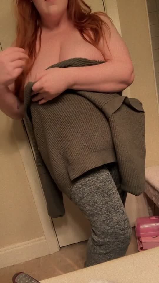 Shy Ginger BBW getting topless