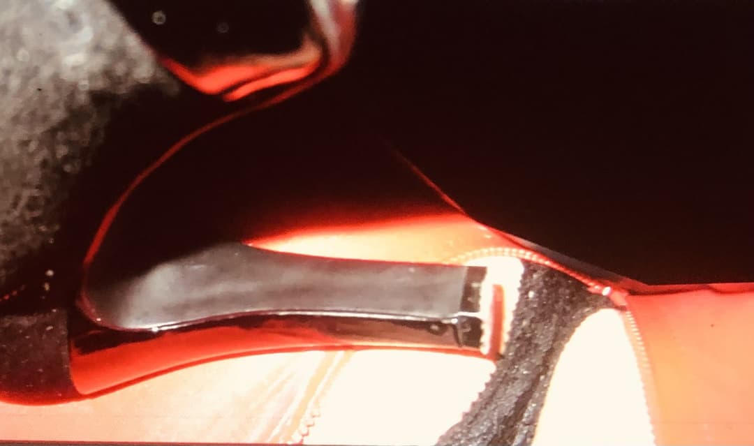 English biker milf strips again Red pvc and black panties  merry Christmas