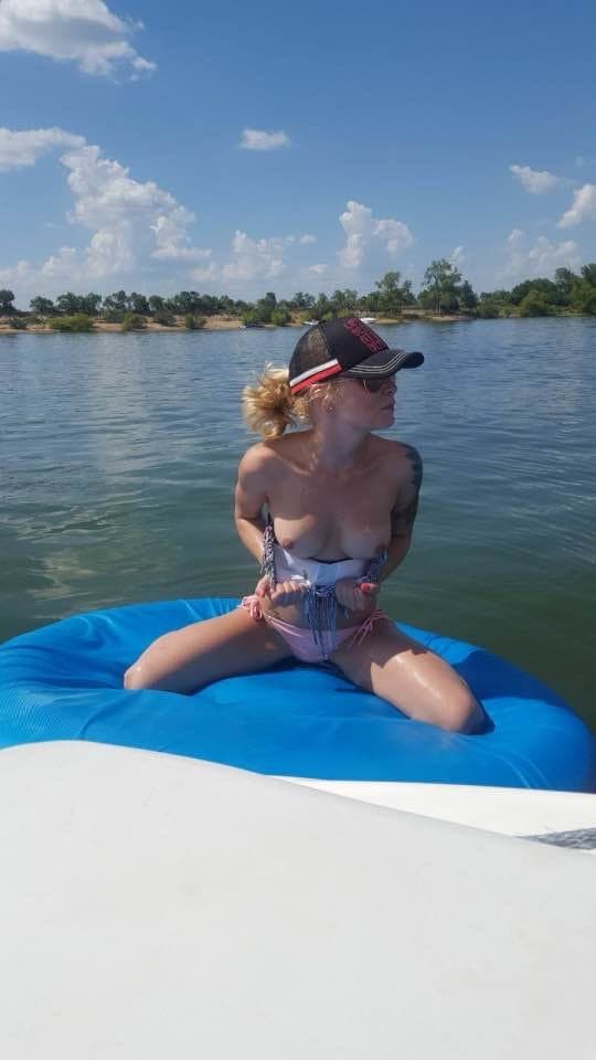 Sexy blonde Kim slut shows her body