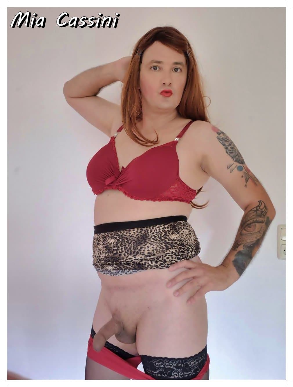 Red Lingerie and Miniskirt