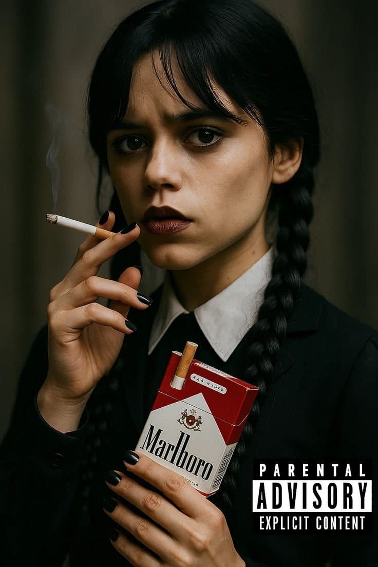 Jenna Ortega as Wednesday addams smoking