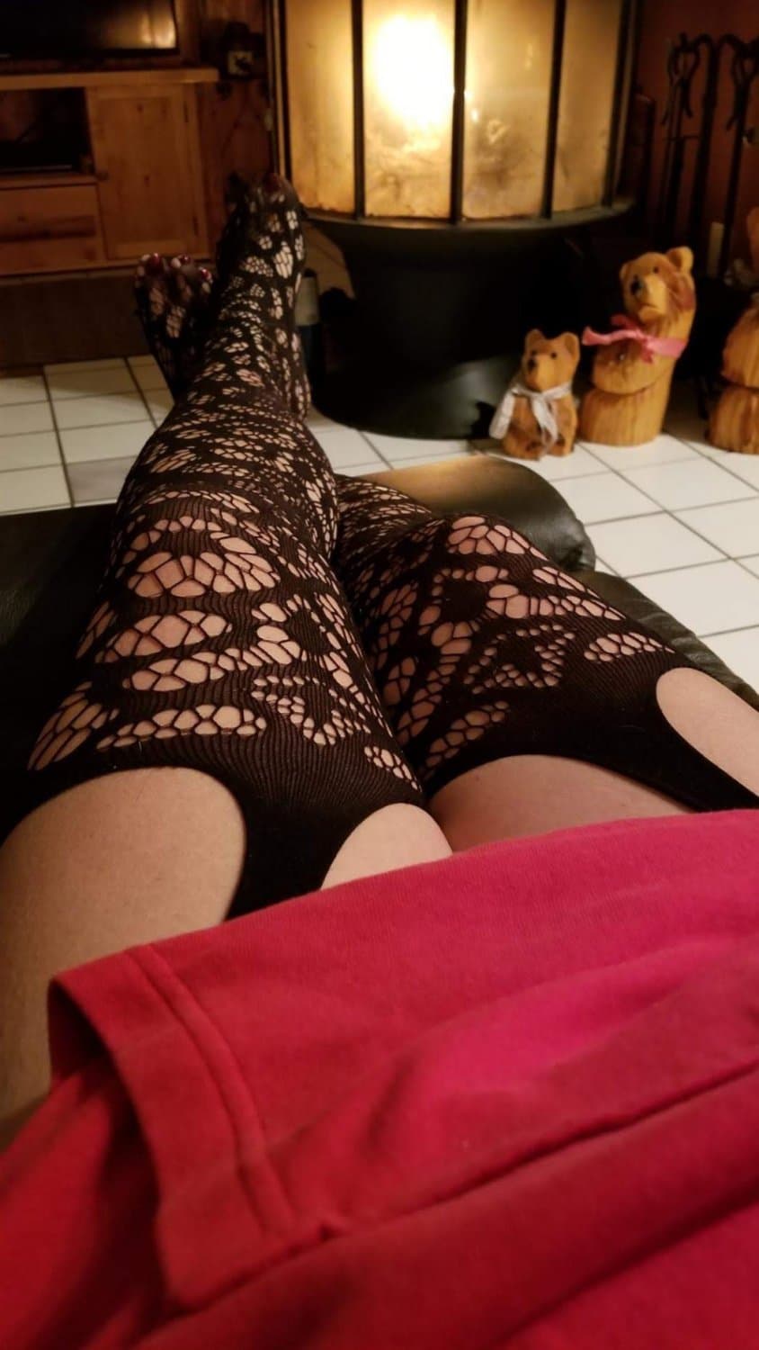 She loves her garter nylons