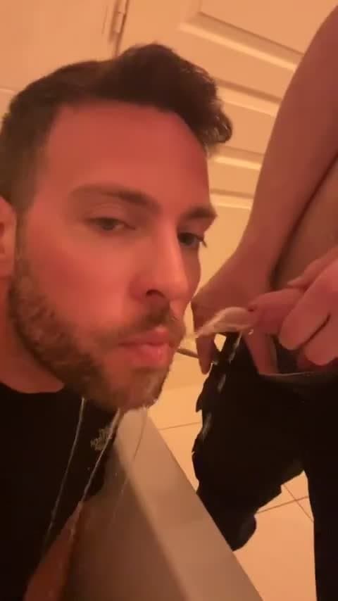 Stupid fag drinking straight men piss