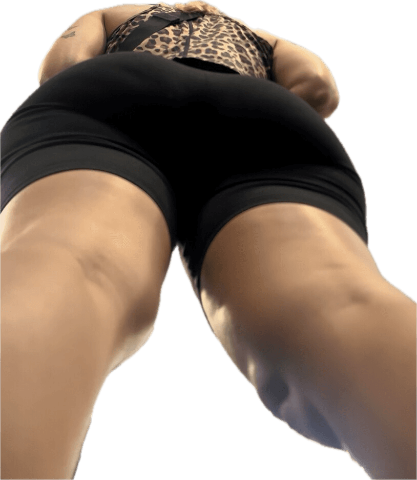 Sexy Thick Round Bubble Booty European MILF in biker shorts